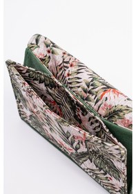 Resim Fabric Craft Bag Kadın Kumaş Cüzdan Nakışlı Yeşil - Gri 