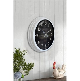 Resim Bahat Salon Ofis Duvar Saati Beyaz Alüminyum Metal Çerçeve 40 Cm 