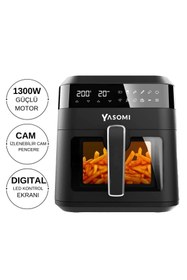Resim Yasomi Y60 Airfryer 1300w 6 Lt Akıllı Fritöz Siyah ( Türkiye Garantili) 