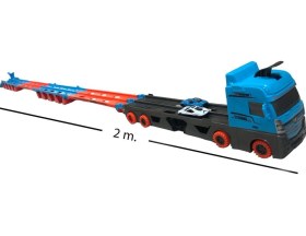 Resim Farbu Oyuncak Sürat Pistli Tır, 2 Mt Pist Tek Kol Fırlatıcı 24 Araç Kapasiteli Taşıyıcı Tır, 2 Adet Araba İçerir Mavi Mavİ 