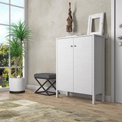 Resim Wood'n Love Venezia 2 Kapaklı Ahşap Ayaklı Premium Ayakkabılık Çok Amaçlı Dolap - Minifiks - Wood Beyaz 