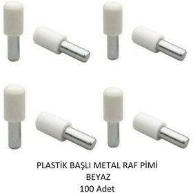 Resim Adilon Plastik Metal Başlı Raf Pimi Beyaz 100 Adet 