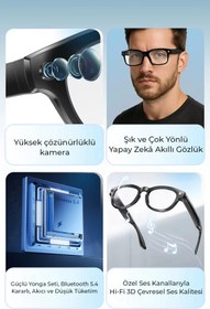 Resim Genel Markalar Pro Max Akıllı Gözlük Kameralı Yapay zeka,Müzik dinleme,telefon ile konuşma bluetooth 