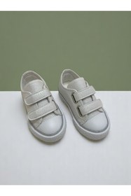 Resim ALPELLİByAlp Beyaz Simli Çocuk Converse, Cırtlı Ortopedik Taban Işıklı Kız Çocuk Spor Ayakkabısı 