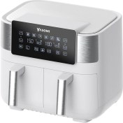 Resim Yasomi Y80 Beyaz 8 Litre 2850W Çift Hazneli ve Çift Motorlu Dokunmatik Airfryer Fritöz 