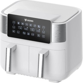 Resim Yasomi Y80 Beyaz 8 Litre 2850W Çift Hazneli ve Çift Motorlu Dokunmatik Airfryer Fritöz 