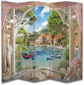 Resim Manzara Temalı Özel Tasarım Paravan Room Divider PRV1278, 180 x 180 