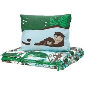 Resim Çocuk Nevresim Takımı, Mavi-yeşil, 150x200/50x60 Cm Hayvanlar Alemi Mavi - Yeşil 