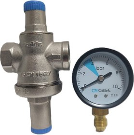Resim 1/2" Dn15 Rekorsuz Su Basınç Düşürücü Manometreli 