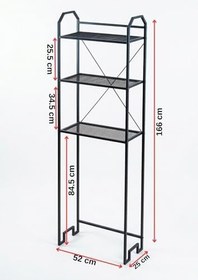 Resim METAL AYAKLI 3 RAFLI BANYO RAFI KLOZET ÜSTÜ DEKORATİF RAF ASKILIK ORGANİZER 