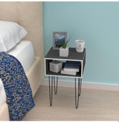 Resim Kenzlife Komodin Ortense Gri Komidin 44x29x29 Metal Ayaklı Orta Z 