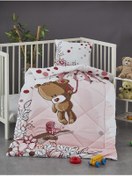 Resim Komfort Home Ayıcık Baskılı %100 Pamuklu Silikon Elyaf Bebek Yorganı+Yastık 