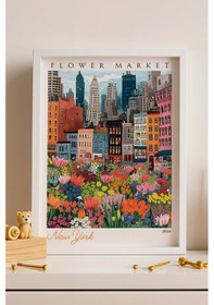 Resim New York Amerika Çerçeveli Tablo Seyahat Severlere Salon Ve Ofis İçin Estetik Duvar Dekoru Travel Flower Market 