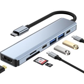 Resim Apera Tr-35 7 Port Macbook Uyumlu Hub Type-c To 4k Hdtv, 2x Usb3.0, 2x Usb C Pd, Micro Sd Sd Kart Okuyucu 