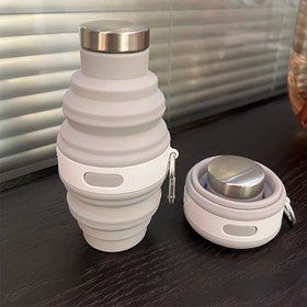 Resim Silikon Katlanabilir Su Bardağı, Taşınabilir ve Çift Uçlu, Çantanıza Takmak için Paslanmaz Çelik Kulaklık Özellikli, Outdoor Aktiviteleri, Spor, Fitness ve Seyahat için Uygun, 475Ml Kapasiteli. 