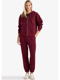 Resim Defacto Basic Düz Cepli Beli Bağcıklı Kalın Jogger Eşofman Altı F9622ax25aubr115 Bordo 