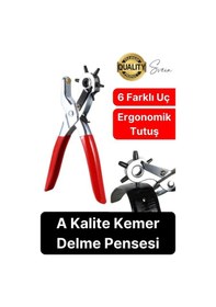 Resim 6 Uçlu Kemer Ve Deri Delme Delici Aleti Ergonomik Saplı Metal Çelik Delgeç Hızlı Pratik Kolay Zımba 
