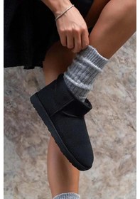 Resim Pierre Cardin 52126 Süet İçi Kürklü Mini Boy Bilekte Kısa Kadın Bot Siyah 