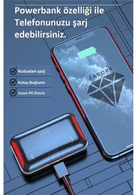 Resim Favors Mi Pods Powerbank Özellikli Bluetooth Kulak İçi Kulaklık 