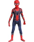 Resim Çocuklar Süper Kahraman Örümcek Kostüm Spandex Tulum Cadılar 