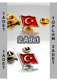 Resim 2 Adet Türk Bayrağı Gold&gümüş Yaka Rozeti 1772 Çok Renkli 