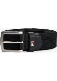 Resim Tommy Hilfiger Erkek Siyah Kare Tokalı Dokulu Kemer Siyah 
