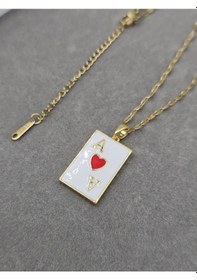 Resim Kupa As Tarot Kartı Çelik Kolye Altın 