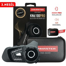 Resim Knmaster KN6100 PRO Motosiklet Kask İnterkom Bluetooth Intercom Kulaklık Seti 