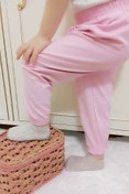 Resim VİP BERA TEKSTİL Çocuk Pembe Yazlık Pamuklu Paçası Lastikli Penye Pijama Altı 