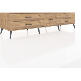 Resim Kronos Tv Ünitesi 5 Çekmeceli 220x59x51 Çam-çam Atlas Çam/atlas Çam - Atlas Çam 