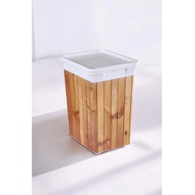 Resim 20 Litre Ahşap Çöp Kutusu, Şık ve Dayanıklı Ev Veya Ofis Kullanımı 