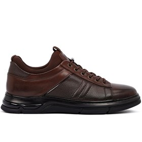 Resim Derimod Erkek Kahverengi Bağcıklı Kalın Tabanlı Deri Casual Sneaker,Kışlık Spor Ayakkabı 25WFD676618 