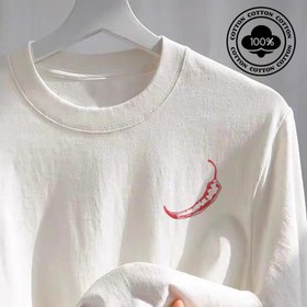 Resim Men'S 100% Pamuklu Rahat T-Shirt Kırmızı Biber Baskı ile - Yumuşak, Rahat, Yuvarlak Yaka, Kısa Kollu, Dış Mekan Aktiviteleri ve Ev Giyimi için Mükemmel, Günlük Giyim Tee | Yuvarlak Yaka Tee | Pamuk Kumaş 