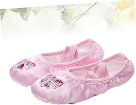 Resim Holibanna Pointe Ayakkabı Terlik Şerit Bale Terliği Kız Bale Terliği Jimnastik Yoga Ayakkabıları Lirik Ayakkabılar Dans Için Yoga Ayakkabıları Dans Kore Versiyonu Pembe Çocuk 