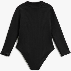 Resim Kız Çocuk Yarım Balıkçı Yaka Çıtçıtlı Body Uzun Kollu 