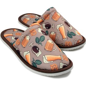 Resim Chochili Erkek Bej Kadeh Desenli Yumuşak Tabanlı Ev Terlik 