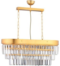 Resim Luxira Aydınlatma Linda Yemek Masası Gold Kristal Taşlı Avize 