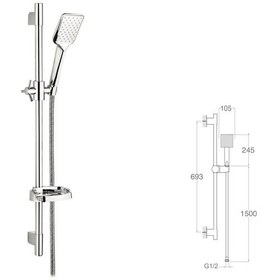 Resim Sürgülü Duş Seti + Ø22mm Krom Kaplı + Elduşu Krom 
