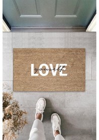 Resim Beyaz Kapı Önü Paspası Yourself Love Desen K-3305 