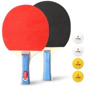 Resim Teltree 7 Katlı Ahşap Tenis Topu Seti: 2 Adet Yatay Raket + 4 Top, Yüksek Elastisite, Kontrol Ve Dayanıklılık 