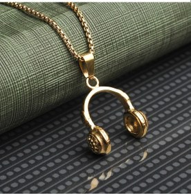 Resim Müzisyen Kulaklık Sarı Erkek Kolye Çelik Takı Aksesuar K24 T5 Çelik 