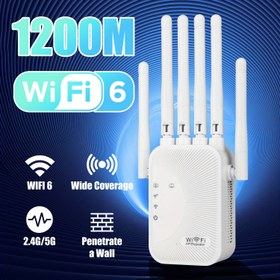 Resim Momotor 1200Mbps WiFi 6 Uzantısı - 6 Anten, Geniş Kapsama, Duvarları Delmek, 2.4G/5GHz Çift Bantlı Router Ev, Ofis, Kafe, Kahve Dükkanı için | Modern Router Tasarımı | Dayanıklı Yapım Kalitesi, WiFi Uzantısı 