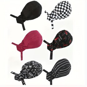 Resim 1 Adet Unisex Şef Şapkası Ayarlanabilir Lastik Bant Profesyonel Mutfak Yemek Kapı, Tekrar Kullanılabilir Hafif Polyester Şef Şapkası, Çizgili Kapatma ile Dokuma Malzeme Dayanıklı Otel Restoran Pastane Katering Kullanımı İçin - Makine Yıkamalı Gıda Servisi Baş Giysisi 