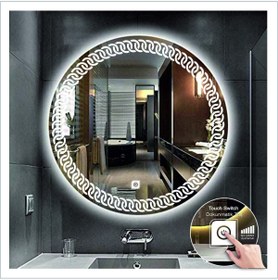 Resim GLOBAL LED MIRROR 60 Cm Beyaz Ledli Tasarım Kumlamalı Dokunmatik Tuşlu Banyo Aynası Makyaj Aynası Işıklı Ayna 