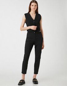 Resim Crop Cigarette Pantolon Cepli Normal Bel 