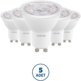 Resim Rtl11123-5 Rother Gu10 Led Spot Ampul 8w 700 Lümen 3000k Sarı Işık Enerji Tasarruflu Ampul 5 Adet 
