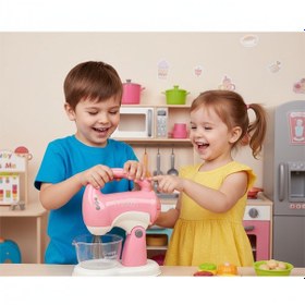 Resim Sesli Işıklı Pilli 360 Derece Dönen Full Fonksiyon Mikser- Pilli Mixer Oyuncak Mikser Hamur Makinesi Pembe 