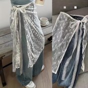 Resim Şık Dantel File Etek ve Dahili Şal - Moda Polyester Kadın Aksesuarı 