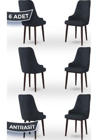 Resim Canisa Trex Serisi 1.sınıf Babyface Kumaş Kahve Metal Ayak 6 Adet Antrasit Sandalye Sandalye Antrasit Ayakları Kahve 