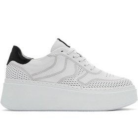 Resim Derimod Kadın Beyaz Bağcıklı Kalın Tabanlı Deri Sneaker 25SFD371418 